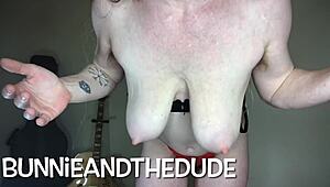 Busty blonde enjoys a solo session with her big natural tits