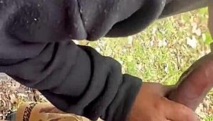 deepthroat session outdoors with a unique twist