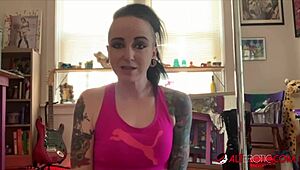 Inked amateur vex voltage uses toys for masturbation during quarantine, showing her skinny body with piercings and tattoos