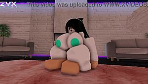 Intense Group Fucking Slutty Whorblox Girl in 3D Creampie Session