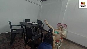 Horny Neighbor Sucks Ass And Tits Before Hard Lesbian Fucking