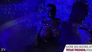 Big Blue Tits Soaked In Intense Bath Tub Action