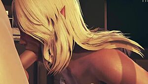 Sexy elf girl performs blowjob and handjob with Christmas facial cumshot