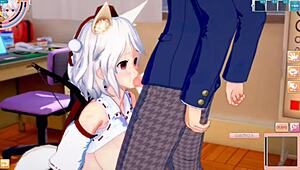 Touhou Project Momiji Inubashiri in 3dcg Animation with Breast Rubbing Scenes