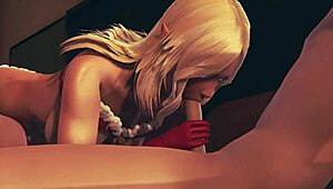 Sexy elf girl performs blowjob and handjob with Christmas facial cumshot