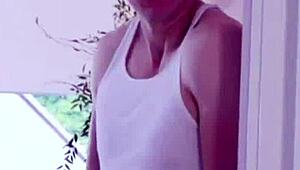 Blonde milf stepmom Madelyn Monroe fucked by stepson in laundry room