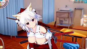 Touhou Project Momiji Inubashiri in 3dcg Animation with Breast Rubbing Scenes