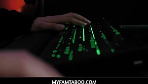 teen stepsister kenzie madison bangs stepbrother juan while gaming