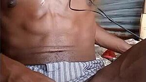 stroking my big black cock and sweating in boxers 😏