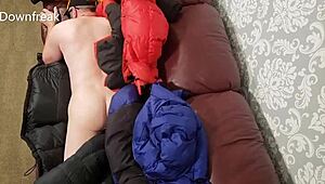 North Face Baltoro Leather Sofa Fun with Four Down Jackets Exploding!