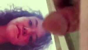 Fun couple receives cum tribute. Masturbation leads to intense cumshot.