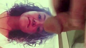 Fun couple receives cum tribute. Masturbation leads to intense cumshot.