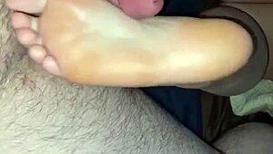 Friends Share Footjob and Pussy Play