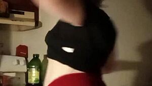 Teasing wedgie with ripped clothes and kinky striptease.