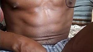stroking my big black cock and sweating in boxers 😏