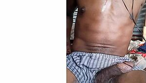 stroking my big black cock and sweating in boxers 😏