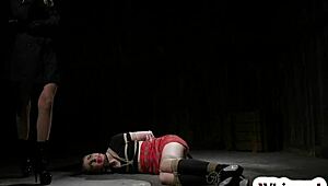 Lezdom babe clamps dyke pussy while toying her hard with dildo! 😈