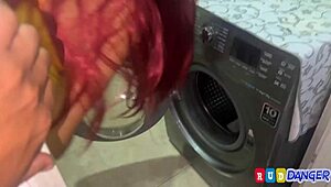 uncle watches niece with big tits while she washes clothes