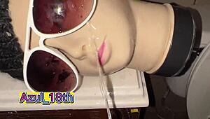 young 18+ guy giving oral to cute mannequin in store bathroom, so intense and wild