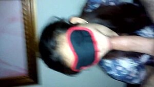 Amateur girlfriend gives masked blowjob in pov cfnm scene