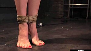 Blonde sub bound and anally toyed