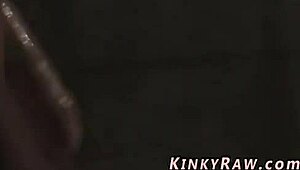 Dirty lesbian endures whipping and choking in intense bdsm play with deepthroat and anal.