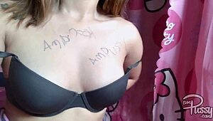 Asian Teen Girl Writes on Her Naked Body