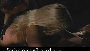 at the castle, she gets tied up for pussy spanking and choking