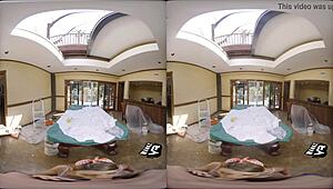 Petite blonde blows a big dick in 360° POV