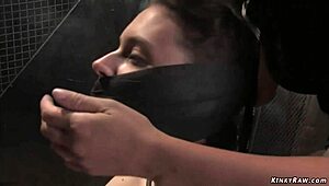 Dirty lesbian endures whipping and choking in intense bdsm play with deepthroat and anal.