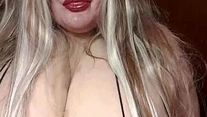 Susi in black bikini TEASES with huge TITS, gives BLOWJOB to toy.