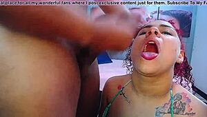 HD video of a big boobed chick getting her mouth stuffed with cum