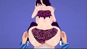 Riding the big boobs in Hentai video