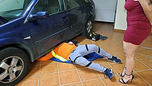 Horny wife gets sticky surprise from mechanic
