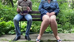 Watch a curvy MILF get naughty in public