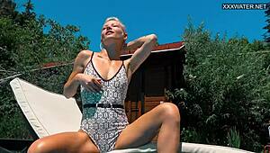 beautiful blonde zazie skymm swims nude