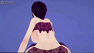 Raiden Shogun delivers explosive blowjob in hentai pmv