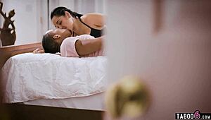 Homeless brunette voyeur watches interracial couple fuck hardcore