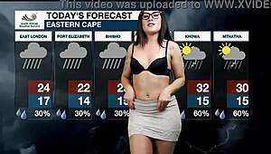 Weather Girl Intensely Masturbates Wet Pussy, Losing Mind Over Tight Ass and Big Butt