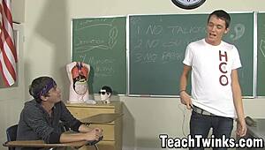 Twinks Caleb Coniam and Ashton Rush Anal Fuck Hard in Classroom