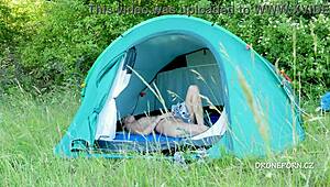 Nudist Milf Spotted Relaxing in Beach Tent