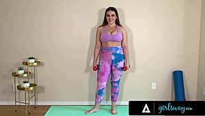 Girlsway - Big Chested Trainer Natasha Nice Enjoys Solo Fingering Session During Training Tape