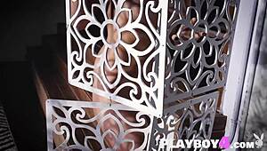 Amazing blonde model Lindsay Marie strips out of hot lingerie for Playboy4 com, showing small tits and a stunning petite body in a steamy solo.