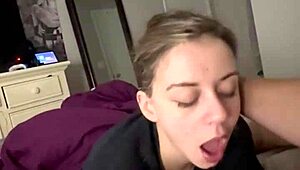 Watch me SUCK my boyfriend's cock for fun. I love gagging on it every time.