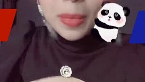 Teen 18+ squeezes her big tits in tight lingerie