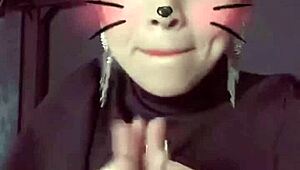 Teen 18+ squeezes her big tits in tight lingerie