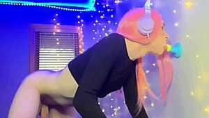 Trans shemale gamer girl Rotten Pumpkin loses bet for wild action