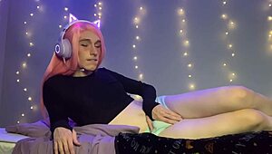 Trans shemale gamer girl Rotten Pumpkin loses bet for wild action