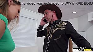 Skinny blonde rides shaved vagina to creampie facial