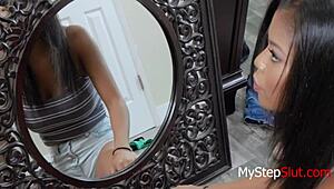 Ebony step daughter Nia Nacci lets you fuck her with monster cock oral and big tits 😈